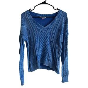 No Boundaries Stone Washed Blue V-Neck Long Sleeve Lightweight Sweater Sz Medium